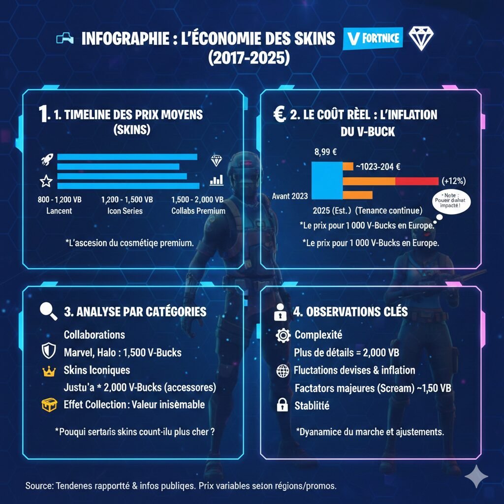 Évolution des prix des skins rares Fortnite